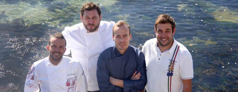 Tres  hosteleros arousanos exportan a Madrid el sabor de la cocina con agua de mar