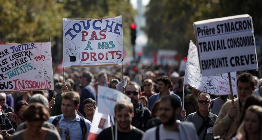 Los franceses salen de nuevo a la calle contra la reforma laboral de Macron