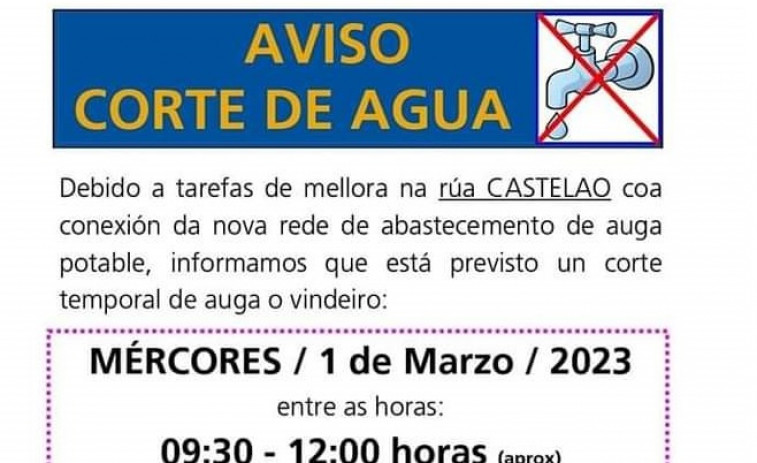 A llla sufrirá un corte de agua por las obras en Castelao
