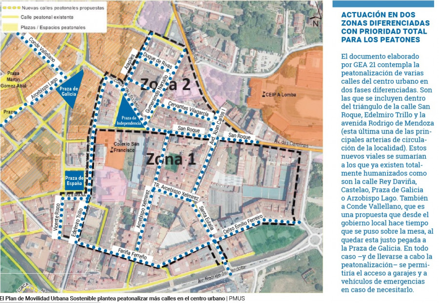 Estas son las nuevas calles del centro de Vilagarcía que el PMUS plantea peatonalizar