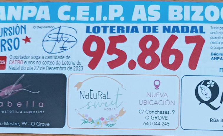 La ANPA del CEIP As Bizocas de O Grove anula un talonario de lotería de Navidad extraviado