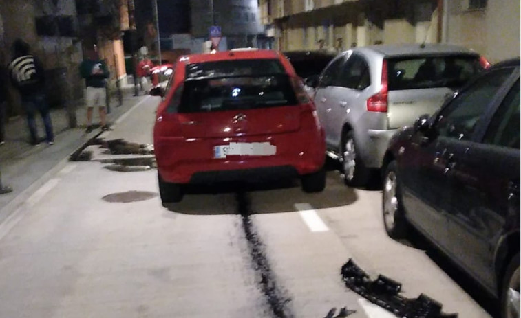 Aparatoso accidente en la calle Alexandre Bóveda de O Grove