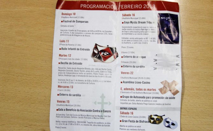 Un catálogo cultural con una asamblea del Liceo y varios actos cancelados