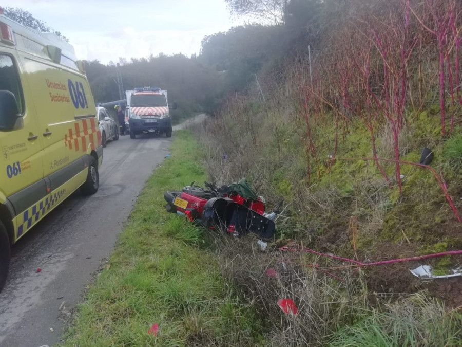 Trasladan al Domínguez al motorista herido en un accidente en Rubiáns