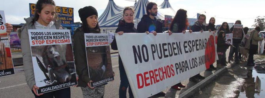 Unas treinta personas protestan en Tragove contra el maltrato de animales en los circos