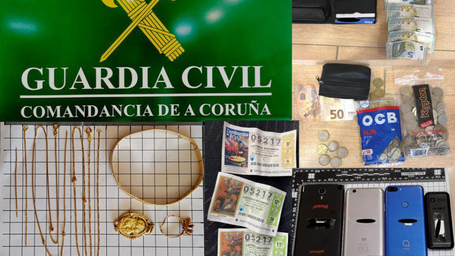 La Guardia Civil detiene a cuatro personas acusadas del robo con violencia en una joyería de Boiro
