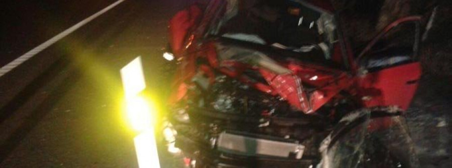 RIANXO-Heridas dos mujeres al impactar su coche con una manada de jabalíes en las curvas de Vilas de la autovía