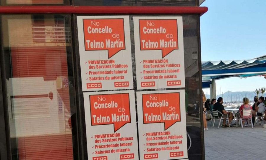 CCOO inicia la pegada de carteles reivindicativos y el Concello de Sanxenxo lo tacha de “incívico”