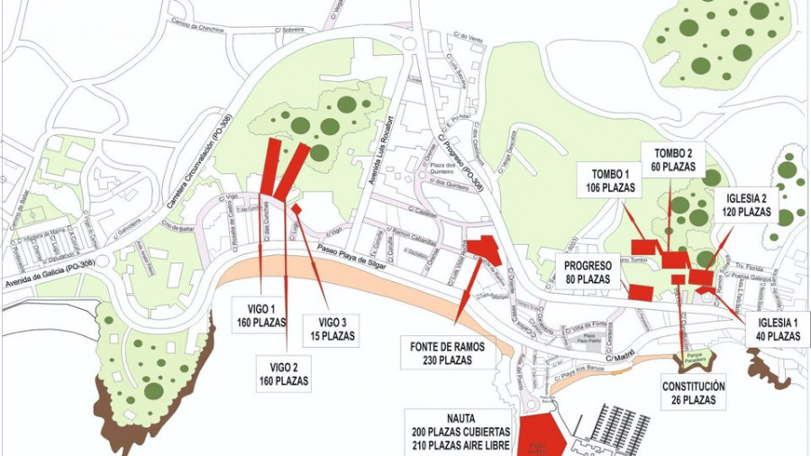 El Concello cifra en 2.627 las plazas de aparcamiento disponibles en verano