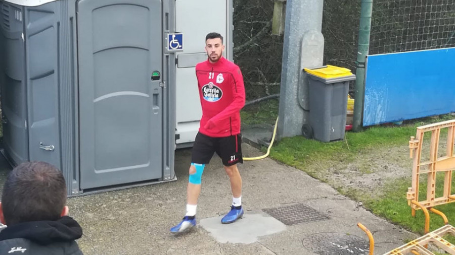 Edu Expósito se retira del entreno previamente