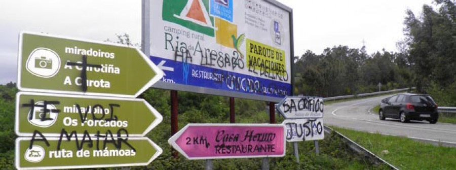 A POBRA-Pintadas de corte satánico en la subida hacia A Curota