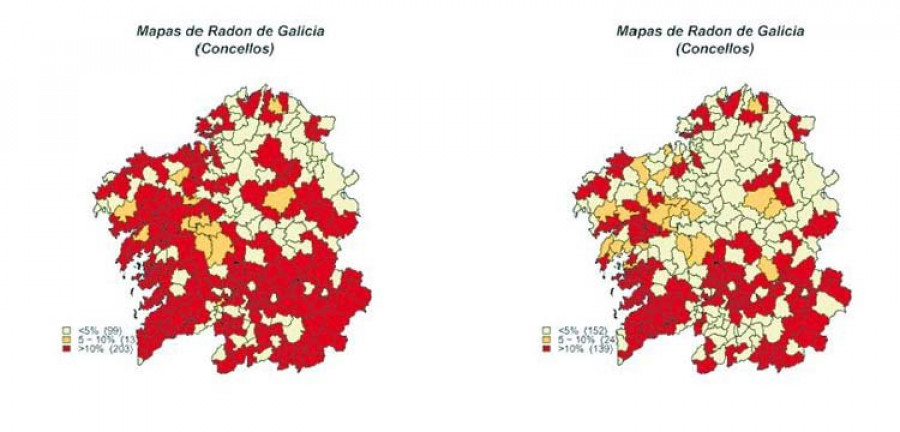 O Salnés está entre las comarcas gallegas
con alto riesgo de concentración de gas radón
