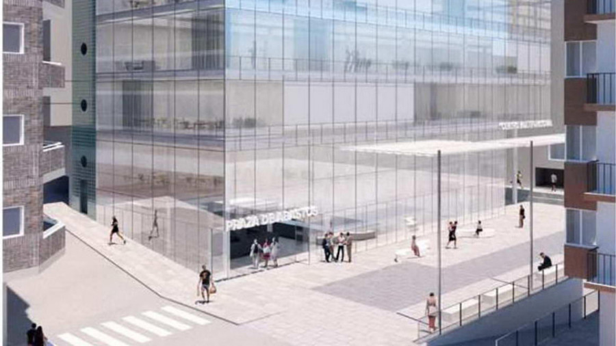 La idea ganadora del concurso de la Plaza de Sanxenxo propone un edificio acristalado de cinco pisos