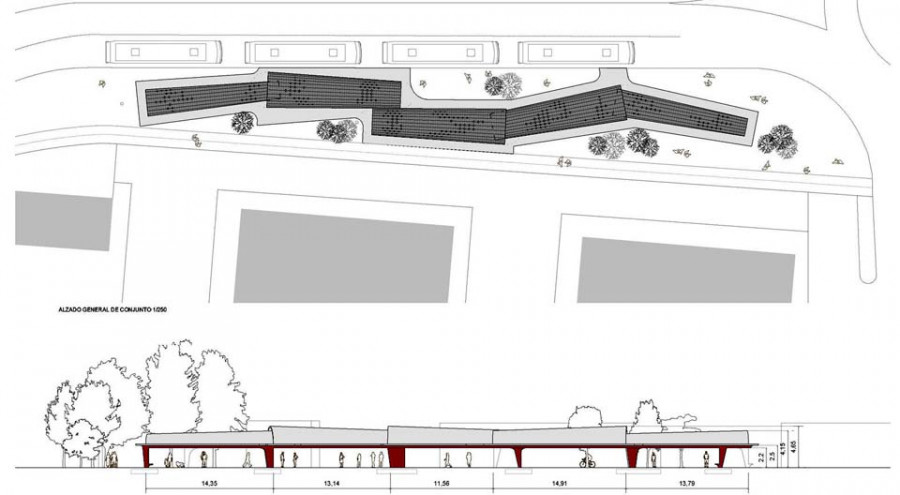 El proyecto de la futura estación de autobuses de Ribeira contempla una pérgola de 5 bóvedas