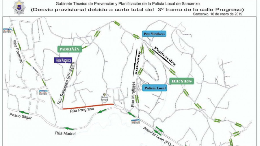 El Concello cerrará durante un mes  un tramo en obras de la Rúa Progreso