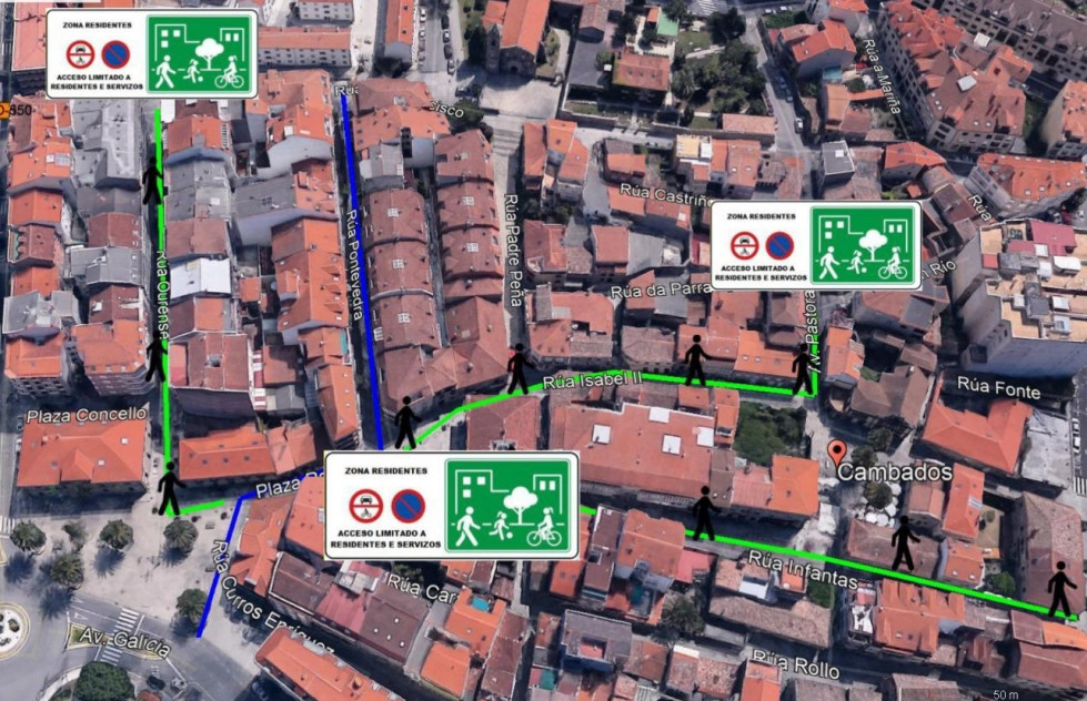 Cambados cierra al tráfico este verano cinco calles del conjunto histórico