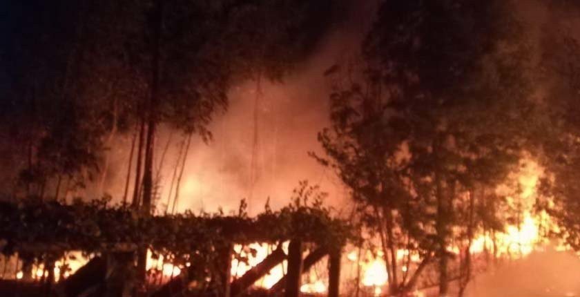 La ola de incendios nocturnos deja cerca de cinco hectáreas de monte calcinado en O Salnés