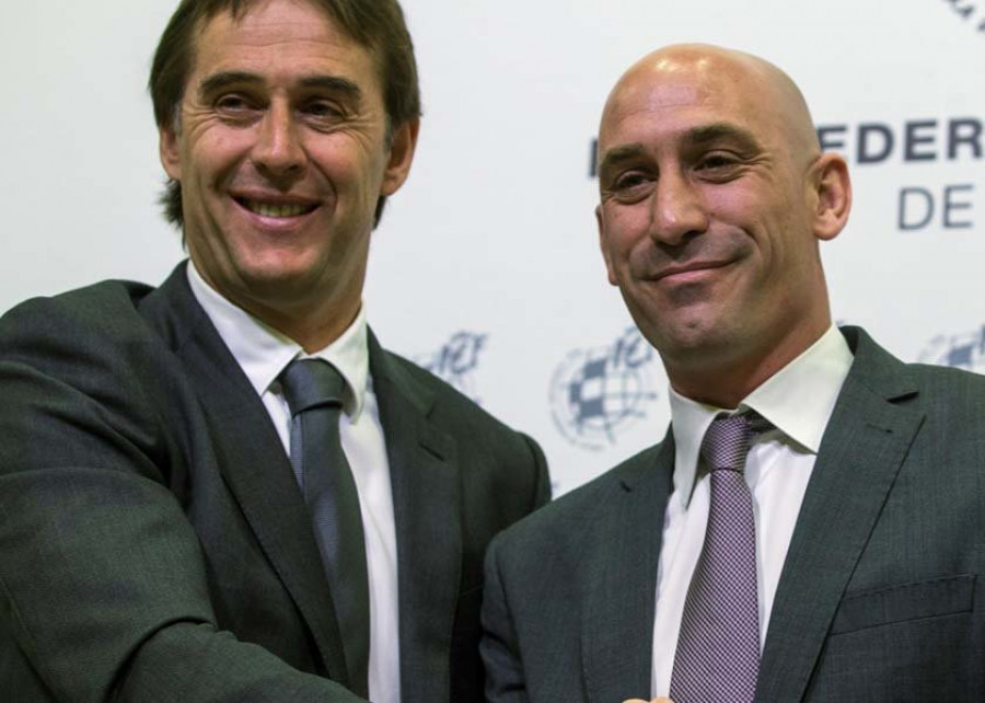 Lopetegui se parte de risa con Rubiales