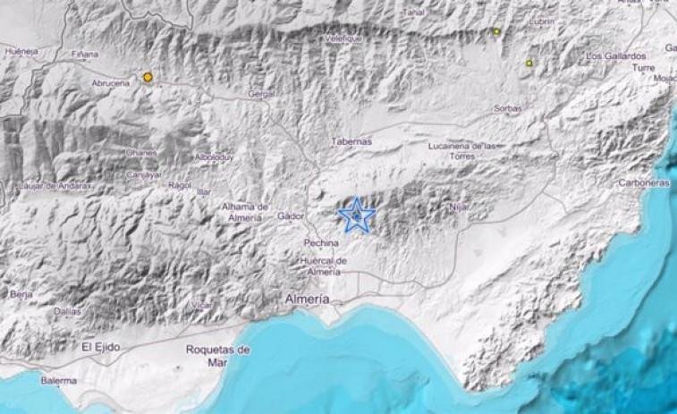Detectado un terremoto de magnitud 2,9 a unos cinco kilómetros de profundidad en Pechina (Almería)