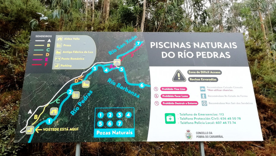 La Policía Local de A Pobra rescata a un malagueño de 12 años que se lesionó en las piscinas del Río Pedras