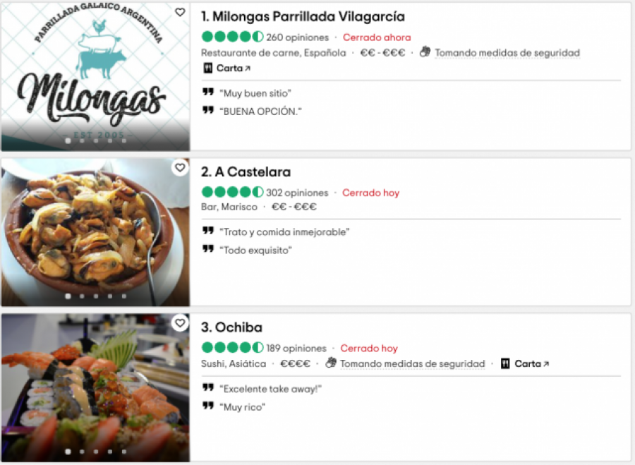 Los cinco restaurantes top de Vilagarcía de Arousa, según Tripadvisor