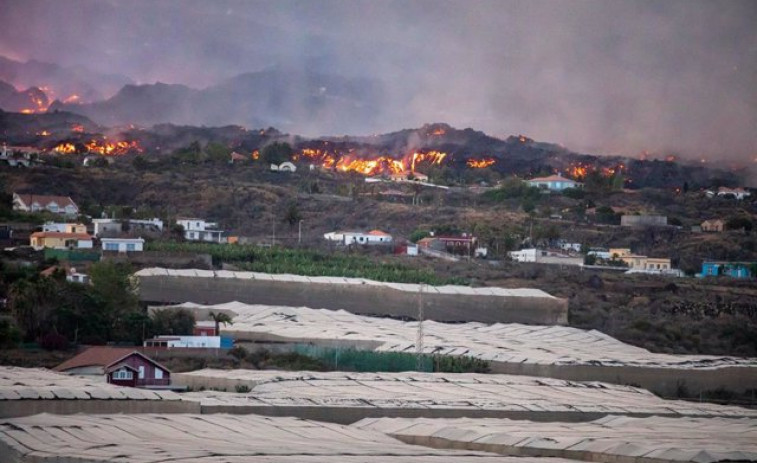 La quema de plásticos y fertilizantes de invernaderos genera una nube tóxica en La Palma