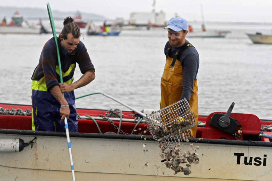 El primer día de libre marisqueo confirma el abandono de Os Lombos y la reducción de barcos