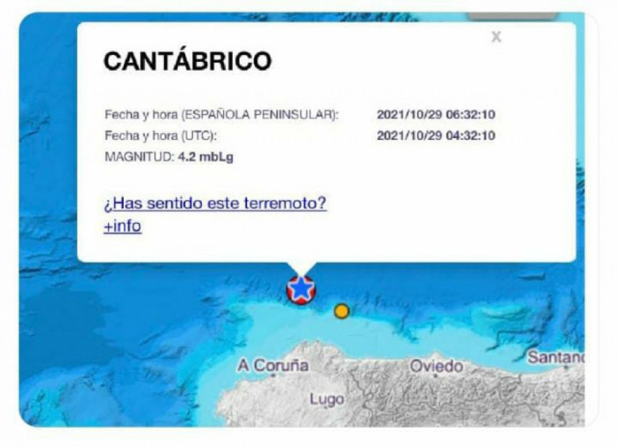 Un terremoto de 4'4 grados se deja sentir en A Coruña