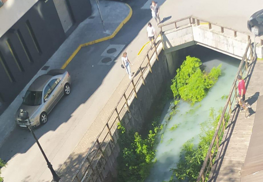 Investigan el origen de un vertido que tiñó de blanco el río Bermaña en Caldas