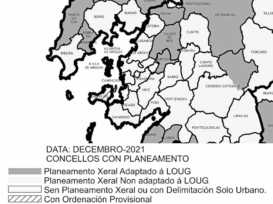 Arousa solo cuenta con cuatro concellos que tienen planes urbanísticos adaptados a la LOUG