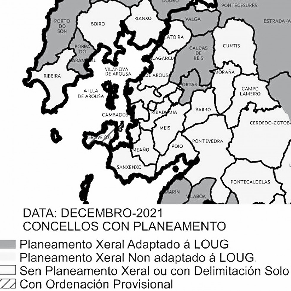 Arousa solo cuenta con cuatro concellos que tienen planes urbanísticos adaptados a la LOUG