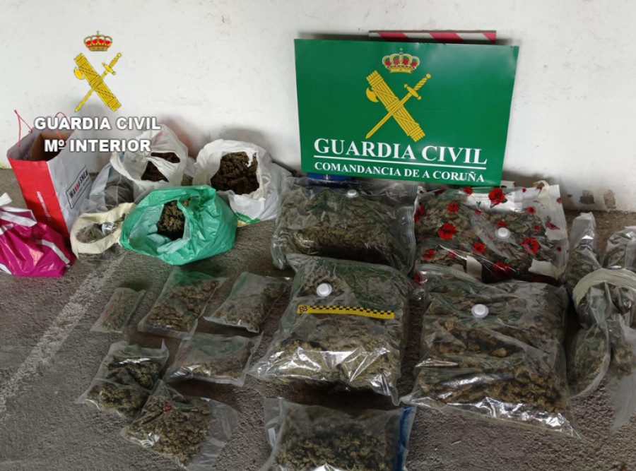 La Guardia Civil descubre diez kilos de marihuana en la casa a la que acudió para sofocar un incendio