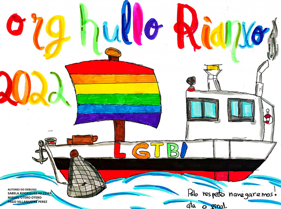 Los niños Sabela Rodríguez, Miguel Otero y Yago Villanustre ganan el I Concurso de Carteis “Orghullo Rianxo”