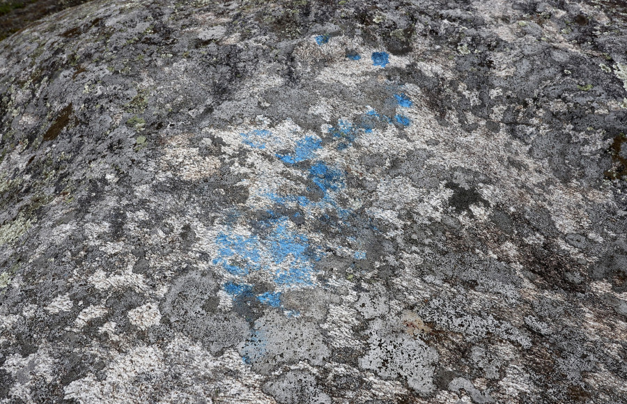 Vandalizan con pintura azul varias rocas del conjunto de Os Ballotes