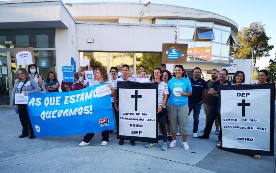 Trabajadoras de A Galiña Azul de Boiro exigen que se tenga en cuenta su experiencia en el proceso de estabilización laboral