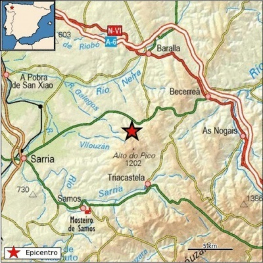 Tres pequeños terremotos sacuden la provincia de Lugo