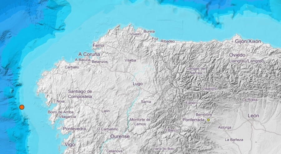 Registrado de madrugada un terremoto de magnitud 3,8 frente a la ría de Muros y Noia