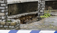 La grieta del tramo precintado en  O Cantiño en A Illa cede y parte del  paseo se viene abajo