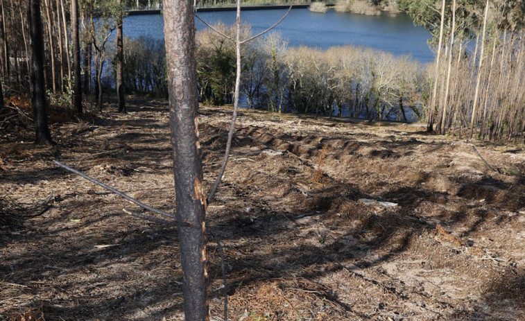 Las cenizas de los incendios del verano en Xiabre enturbian el agua del embalse de Castroagudín