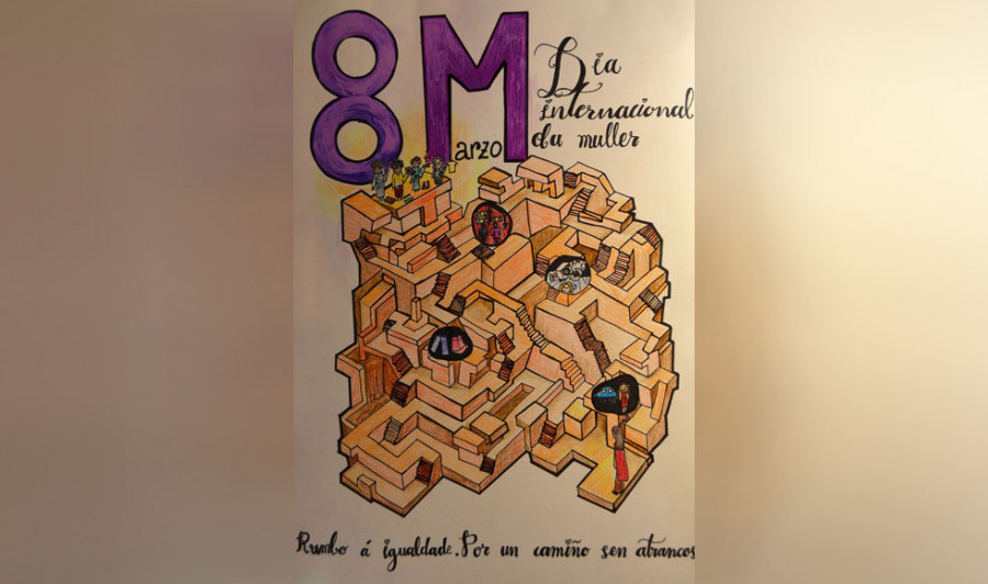 Alumnos del Cabanillas de Cambados ganan un premio en el concurso de carteles del 8-M de la Xunta