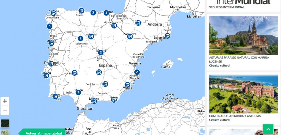 Viajes InterRías incorpora mapas interactivos con información de los circuitos culturales que ofrece a agencias de viajes y clientes