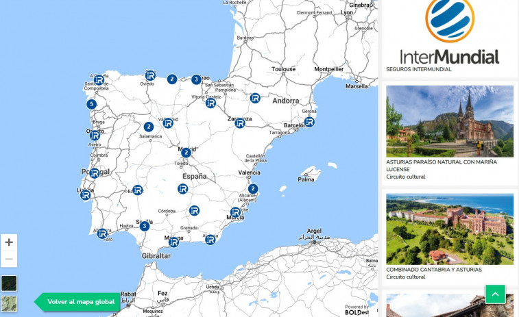Viajes InterRías incorpora mapas interactivos con información de los circuitos culturales que ofrece a agencias de viajes y clientes
