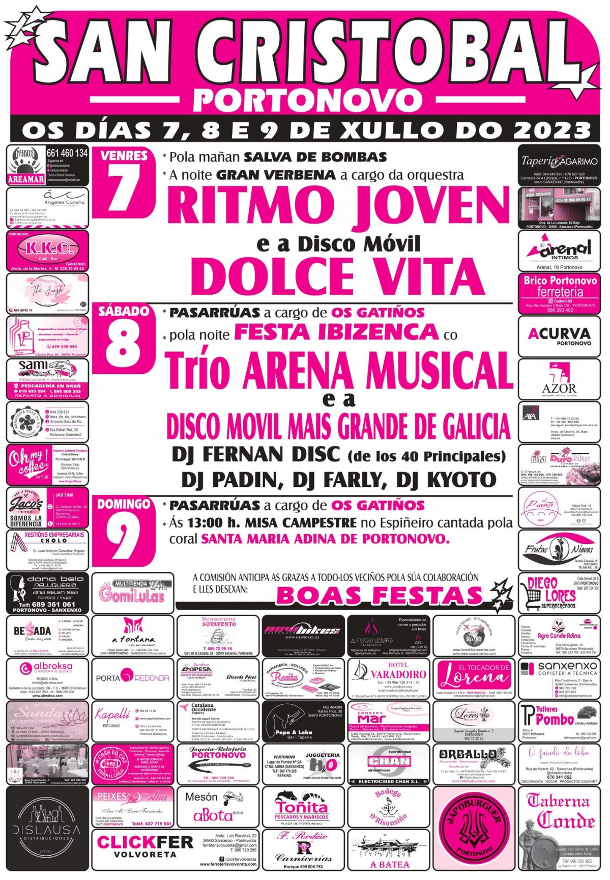 Cartel fiestas san cristobal portonovo