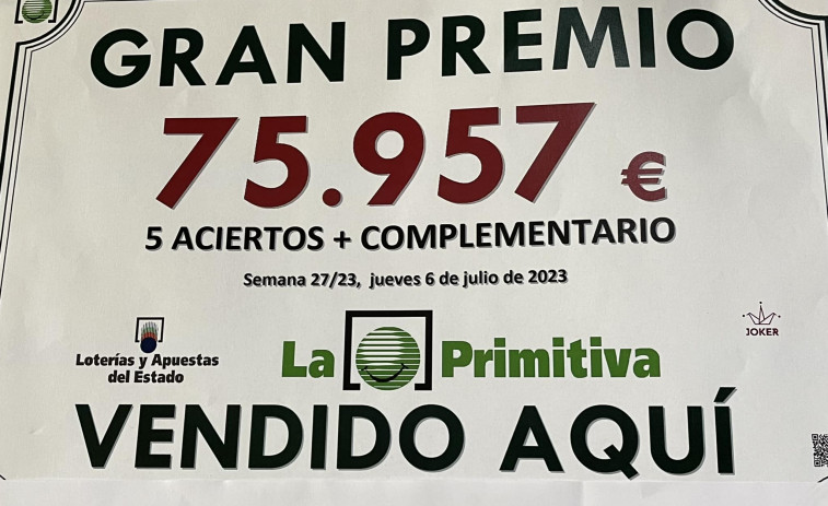 La Primitiva deja un premio de 75.957 euros en O Grove