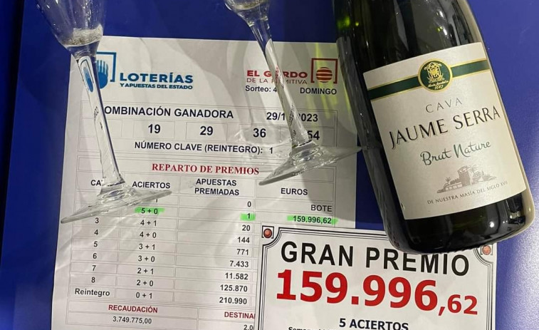 El Gordo de la Primitiva deja un premio de 160.000 euros en O Grove