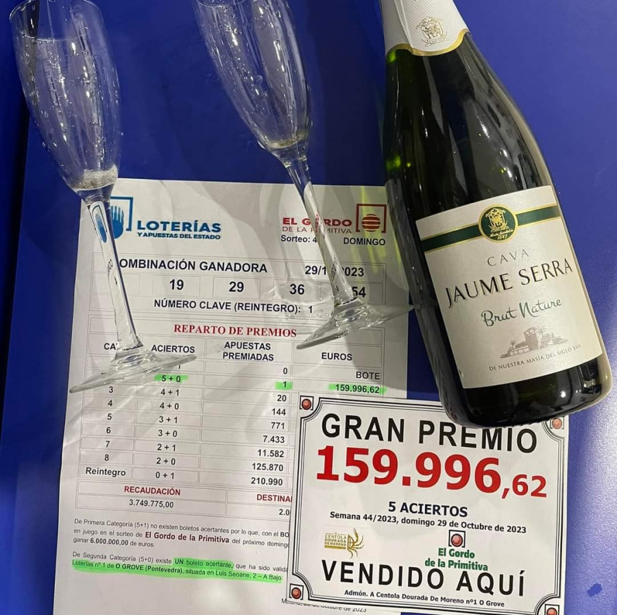 El Gordo de la Primitiva deja un premio de 160.000 euros en O Grove