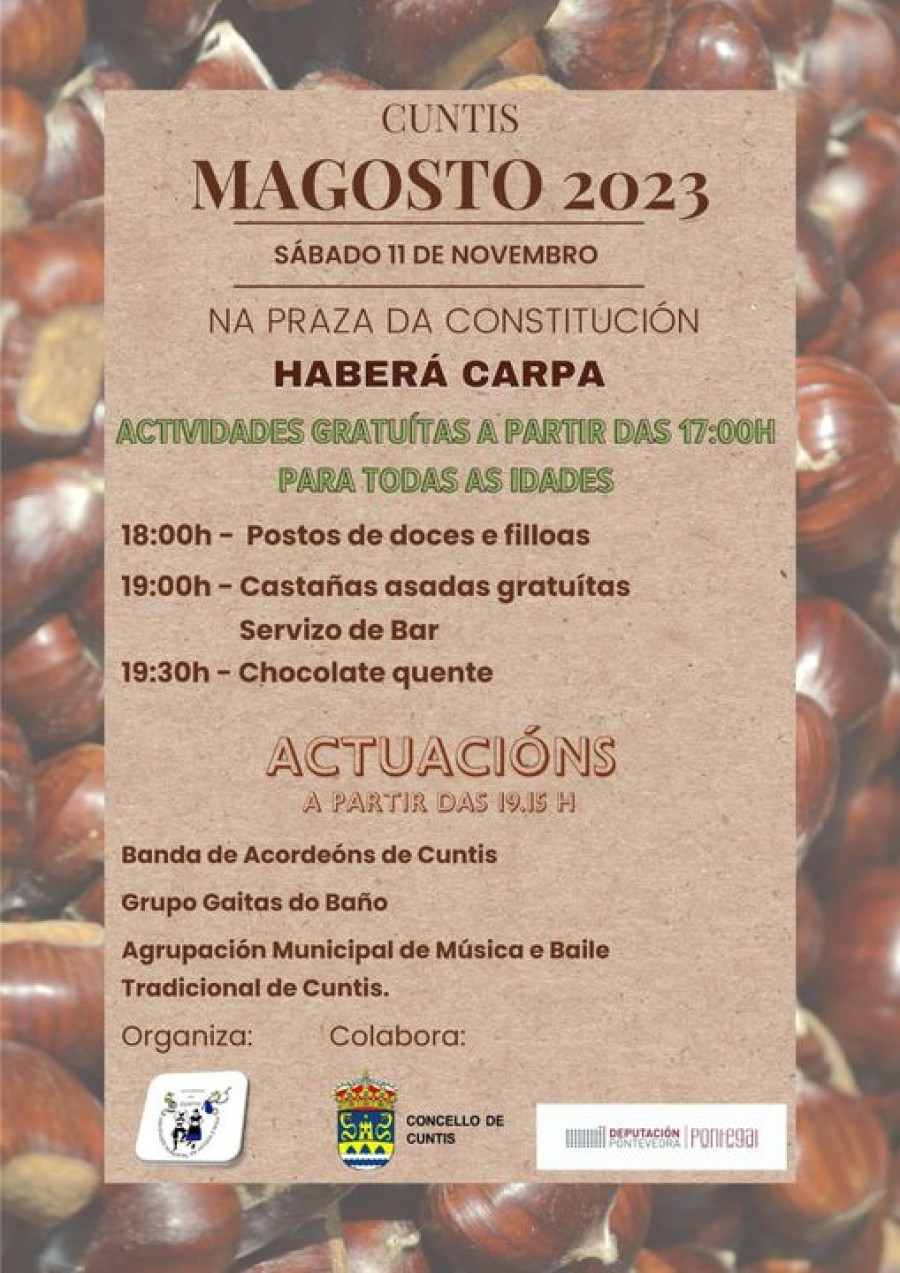 Música tradicional, castañas asadas y chocolate caliente para celebrar el magosto desde Cuntis