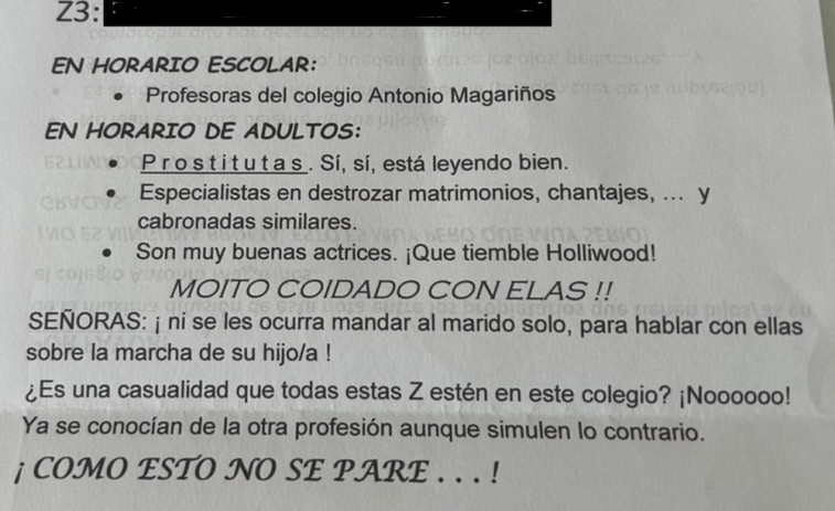 Acoso en el CEIP Magariños de Cambados: Envían anónimos acusando a cuatro maestras de ser 