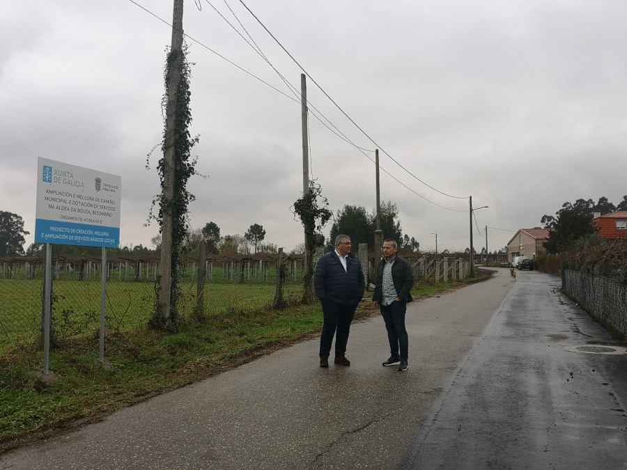 Ribadumia amplía y mejora los servicios de un acceso a casas y explotaciones de Aldea da Bouza