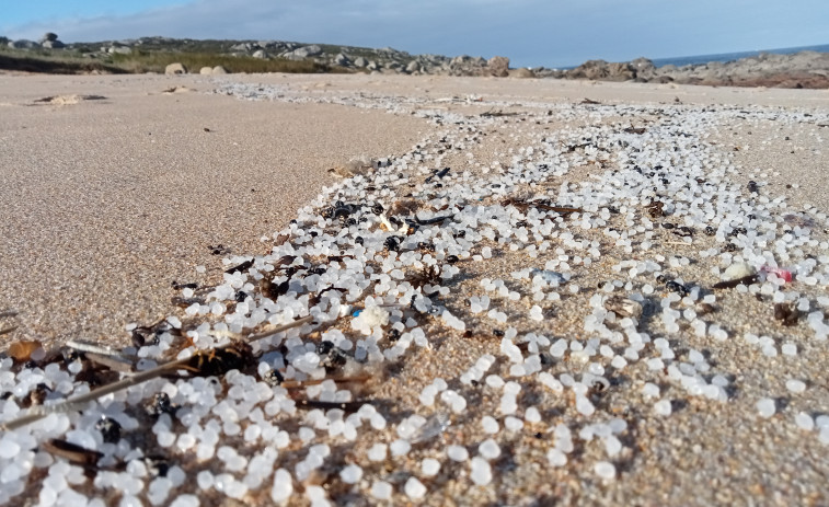 Advierten de los graves peligros de un vertido múltiple de pellets plásticos en playas de Corrubedo